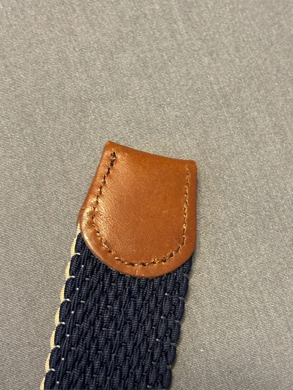 Tommy Bahama Men’s Reversible Woven Belt L/XL 38-42 Khaki Navy Leather Trim